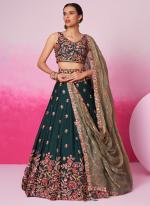 Poly Chiffon Green Wedding Wear Sequins Work Lehenga Choli